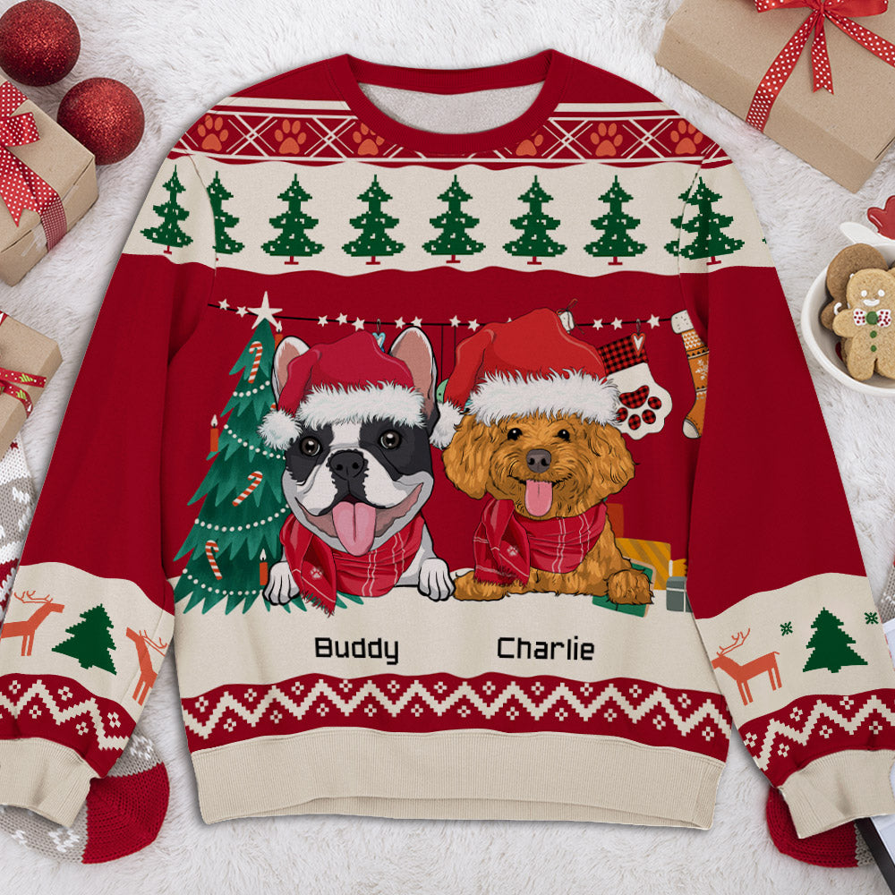 Personalized Paw Winter All-Over Print Sweatshirt - Ideal Gift for Pet Lovers