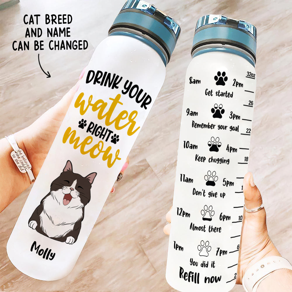 Personalized Custom Time - Marked Water Tracker Bottle for Pet Lovers