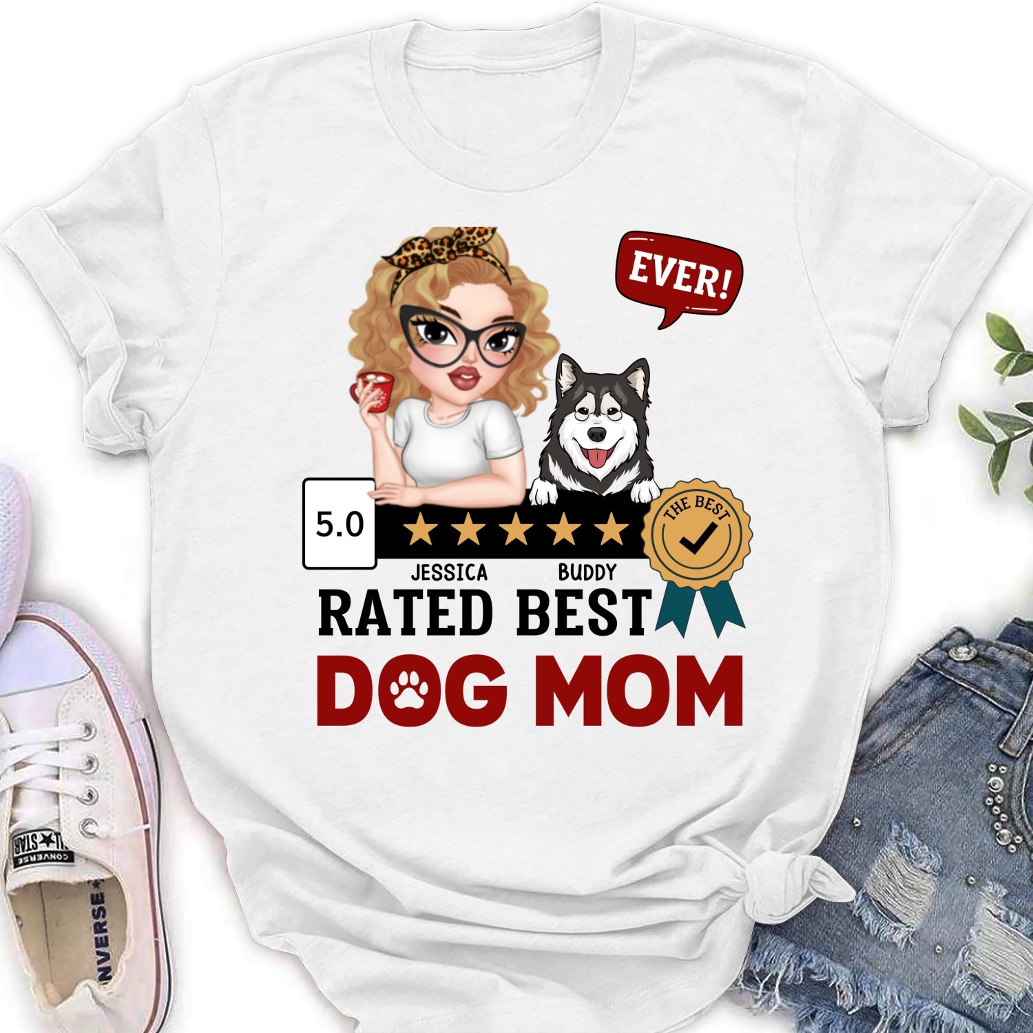 Top-Rated Personalized Custom Women's T-shirt for Dog Moms