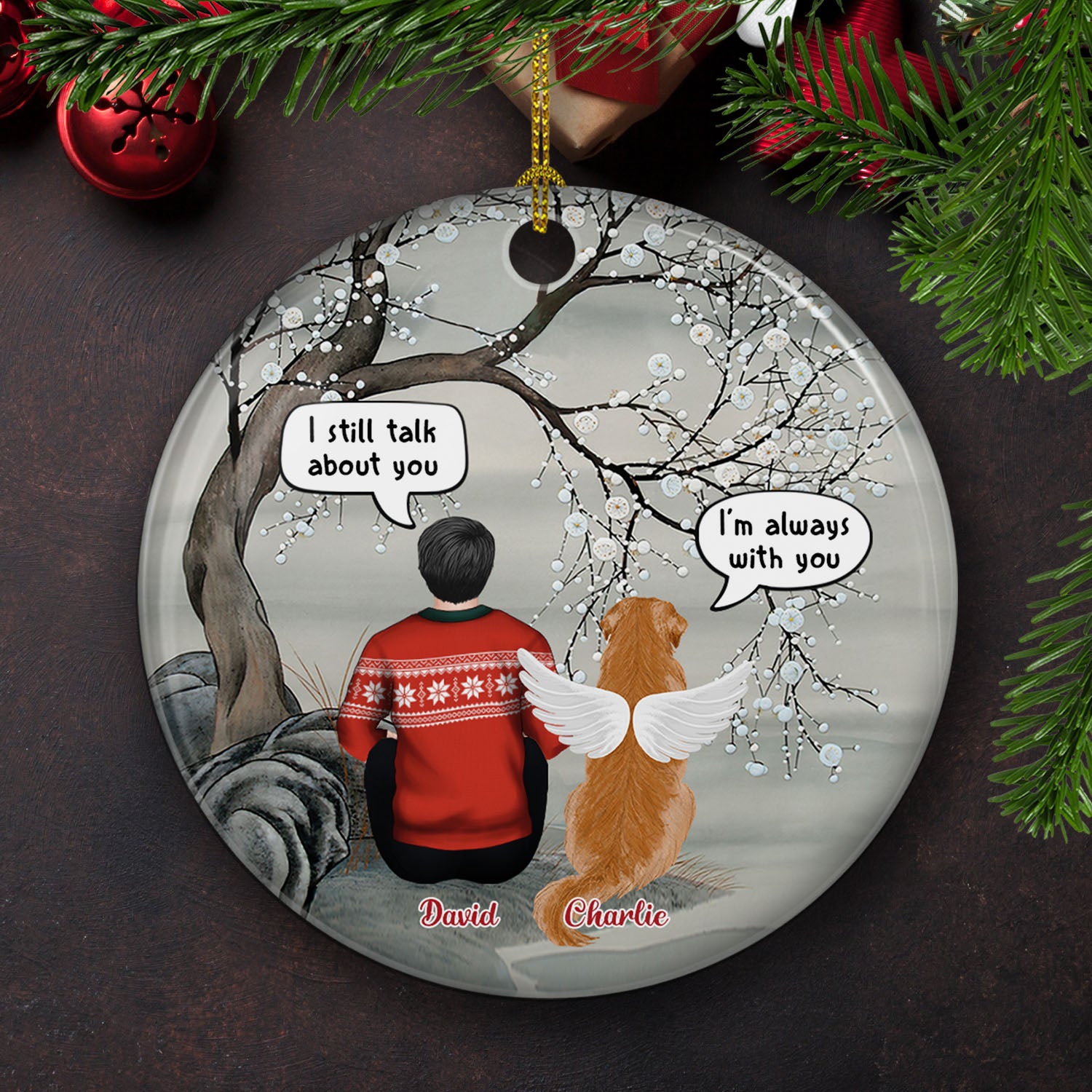 Personalized Custom 'I'm Always With You' Ceramic Christmas Ornament for Pet Lovers