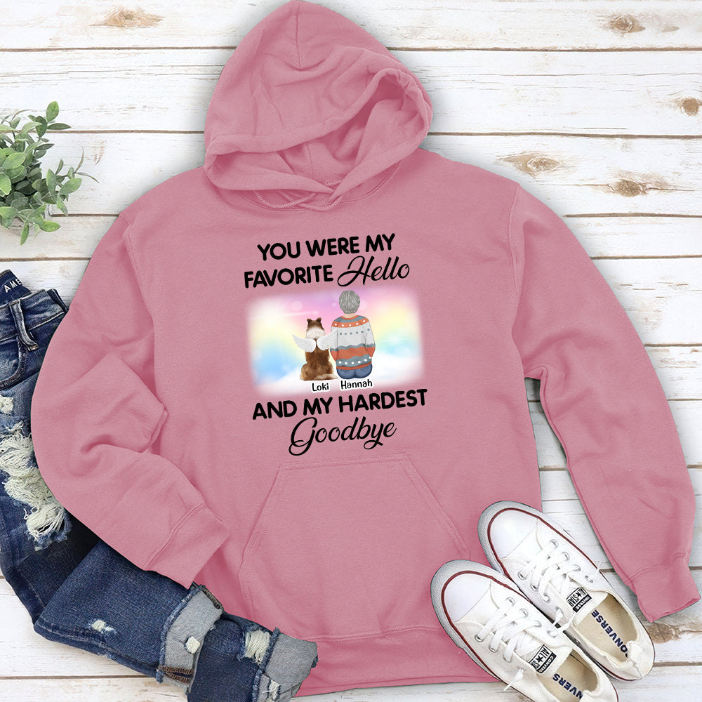 Personalized Custom 'My Favorite Hello' Hoodie for Pet Lovers