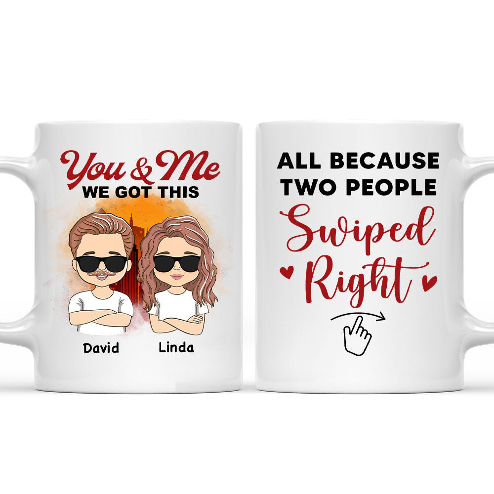 Customized Personalized Coffee Mugs for Couples - Two People Swiped Right