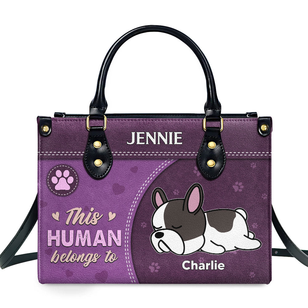 Personalized Custom Leather Bag: 'This Human Belongs To' - Show Your Love for Fur Babies