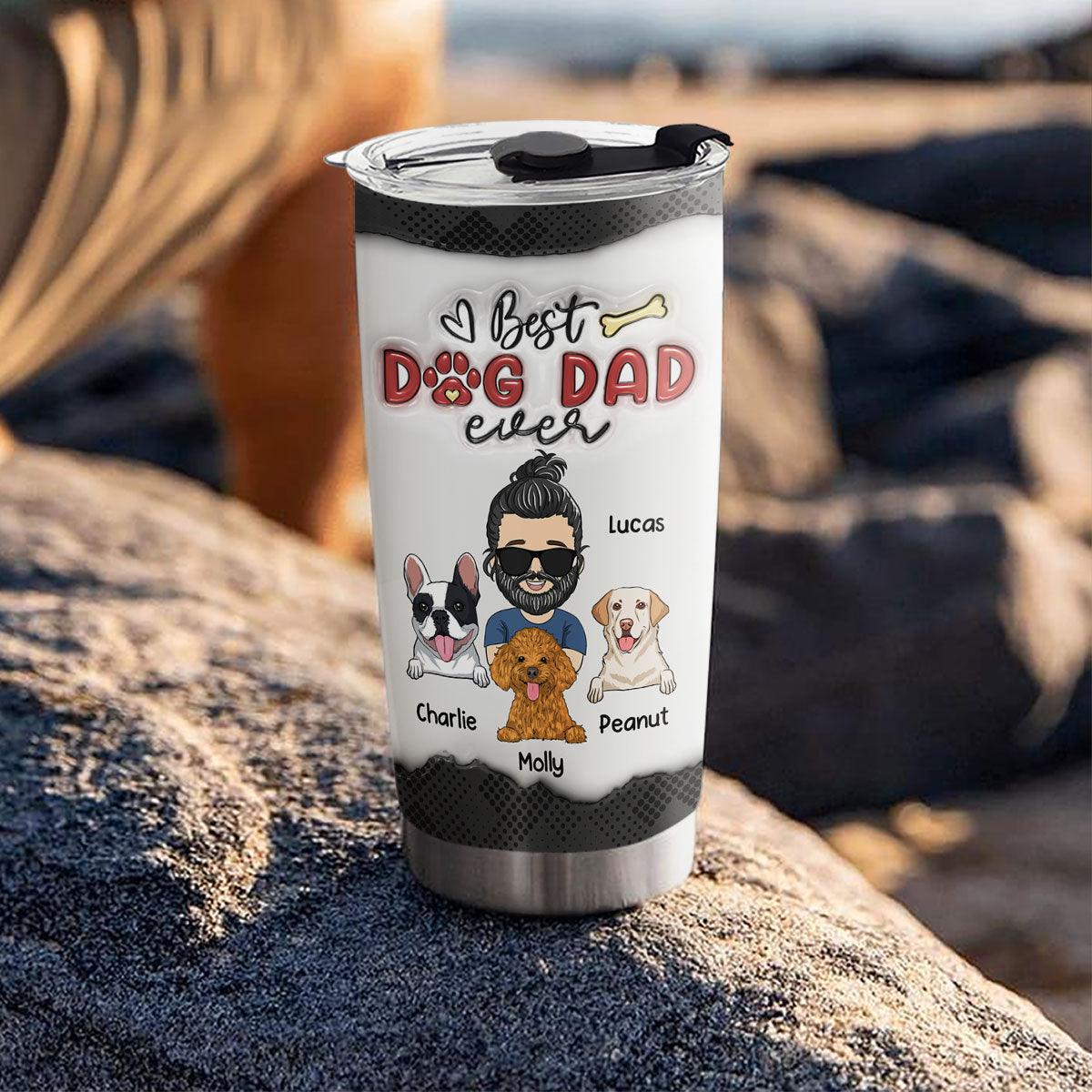 Cool Dog Dad Personalized 3D Inflated Effect Custom Tumbler - Ideal for All Occasions