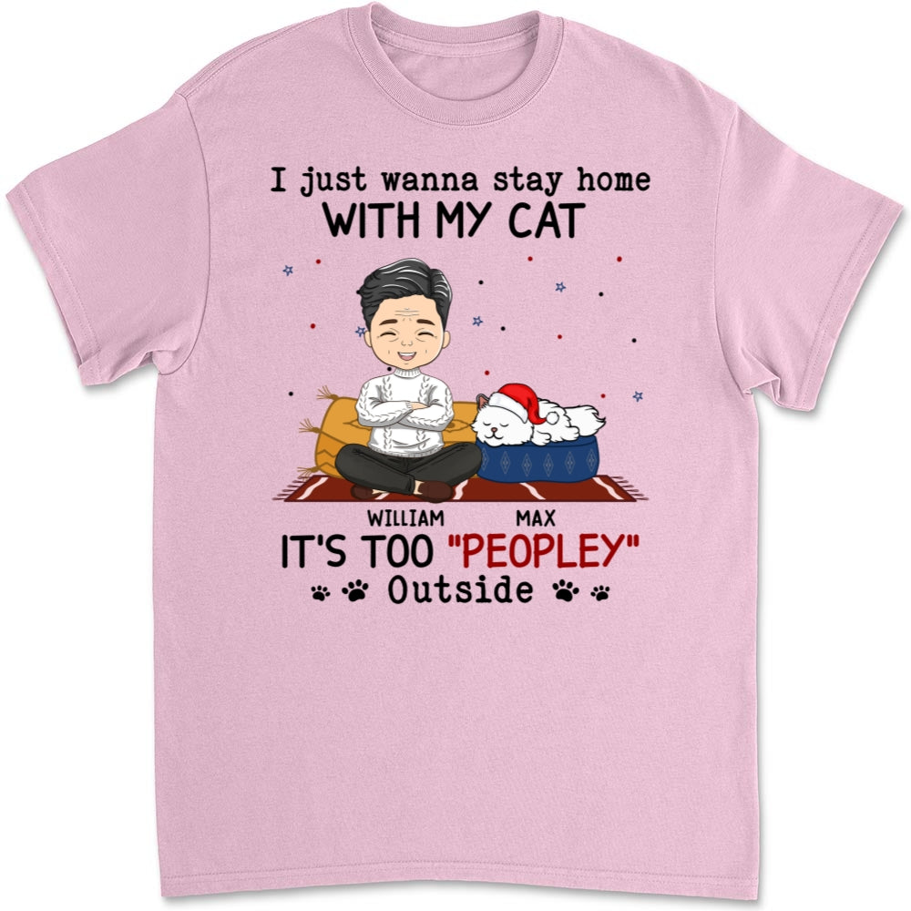 Personalized Unisex 'It's Too Crowded Outside' Cat T-shirt for Pet Lovers