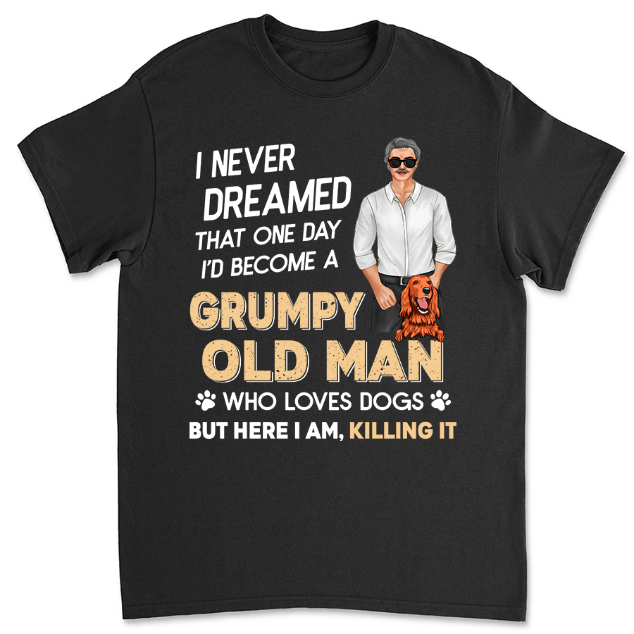 Old Man and Dog Personalized Unisex Custom T - shirt: Ideal Gift for Pet Lovers