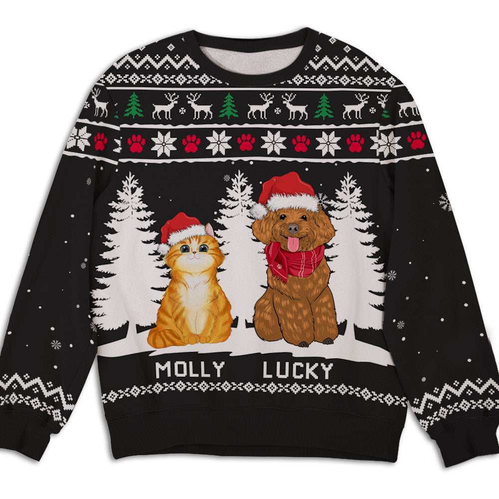 Customizable Winter Pet All-Over Print Sweatshirt: Ideal Gift for Pet Lovers