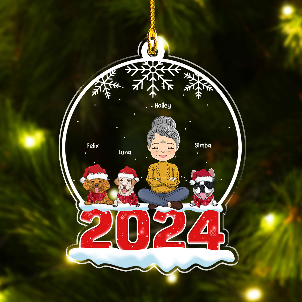 Personalized Custom Acrylic Crystal Snow Globe Ornament for Pet Lovers