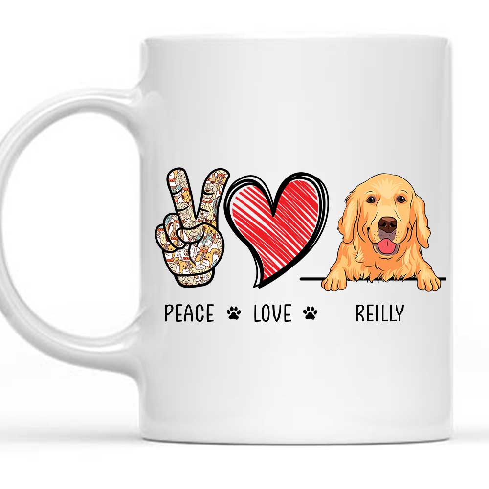 Peace, Love & Dog Personalized Coffee Mug - Ideal Gift for Pet Lovers