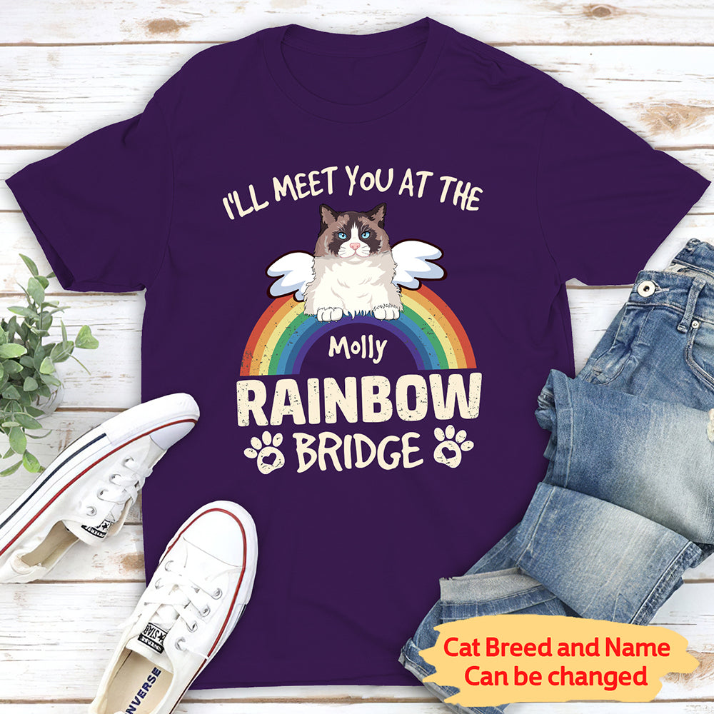 Personalized Custom Unisex 'I'll Meet You At The Rainbow Bridge' Memorial T-shirt for Pet Lovers