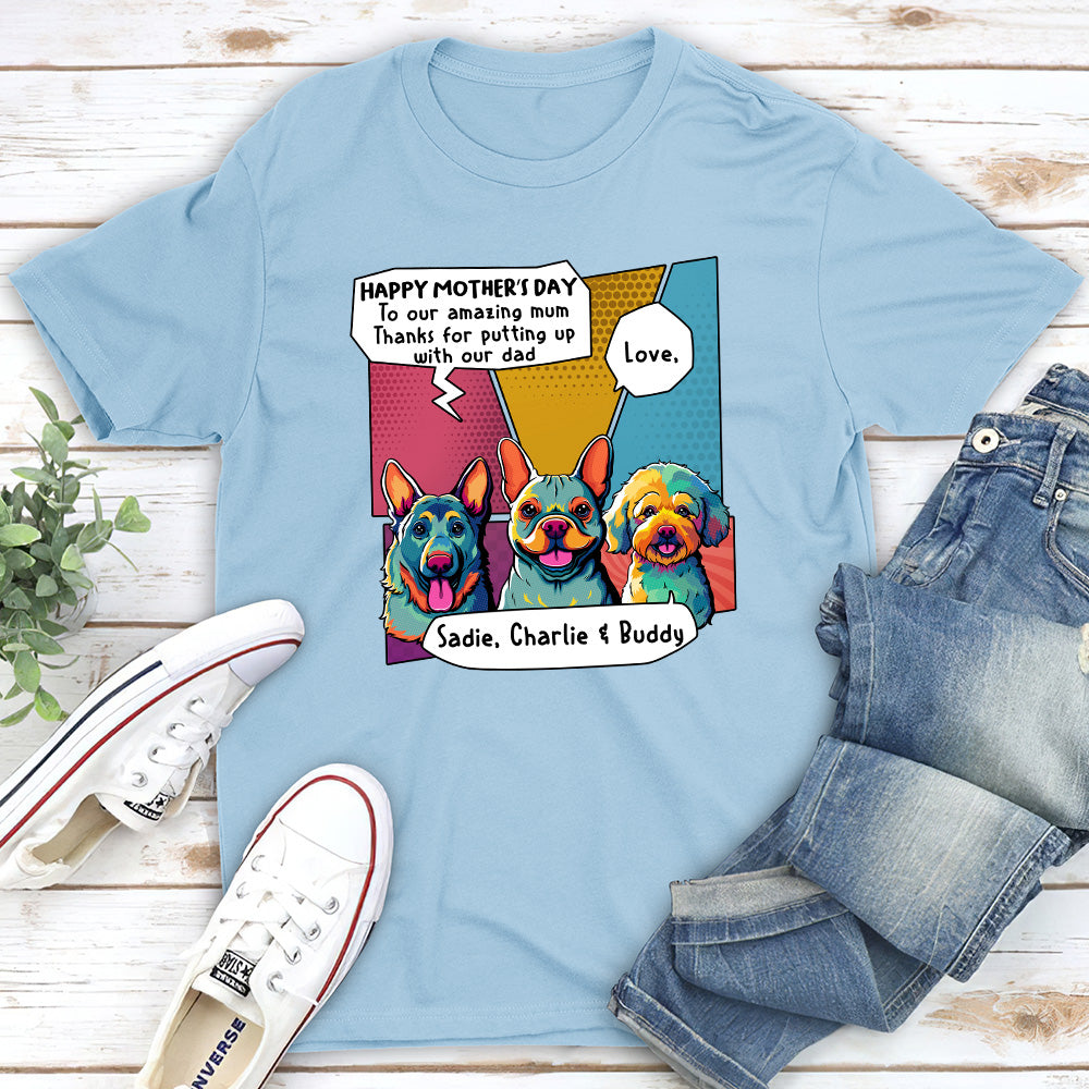 Personalized Pop Art Custom Unisex T-shirt for Amazing Moms and Dads