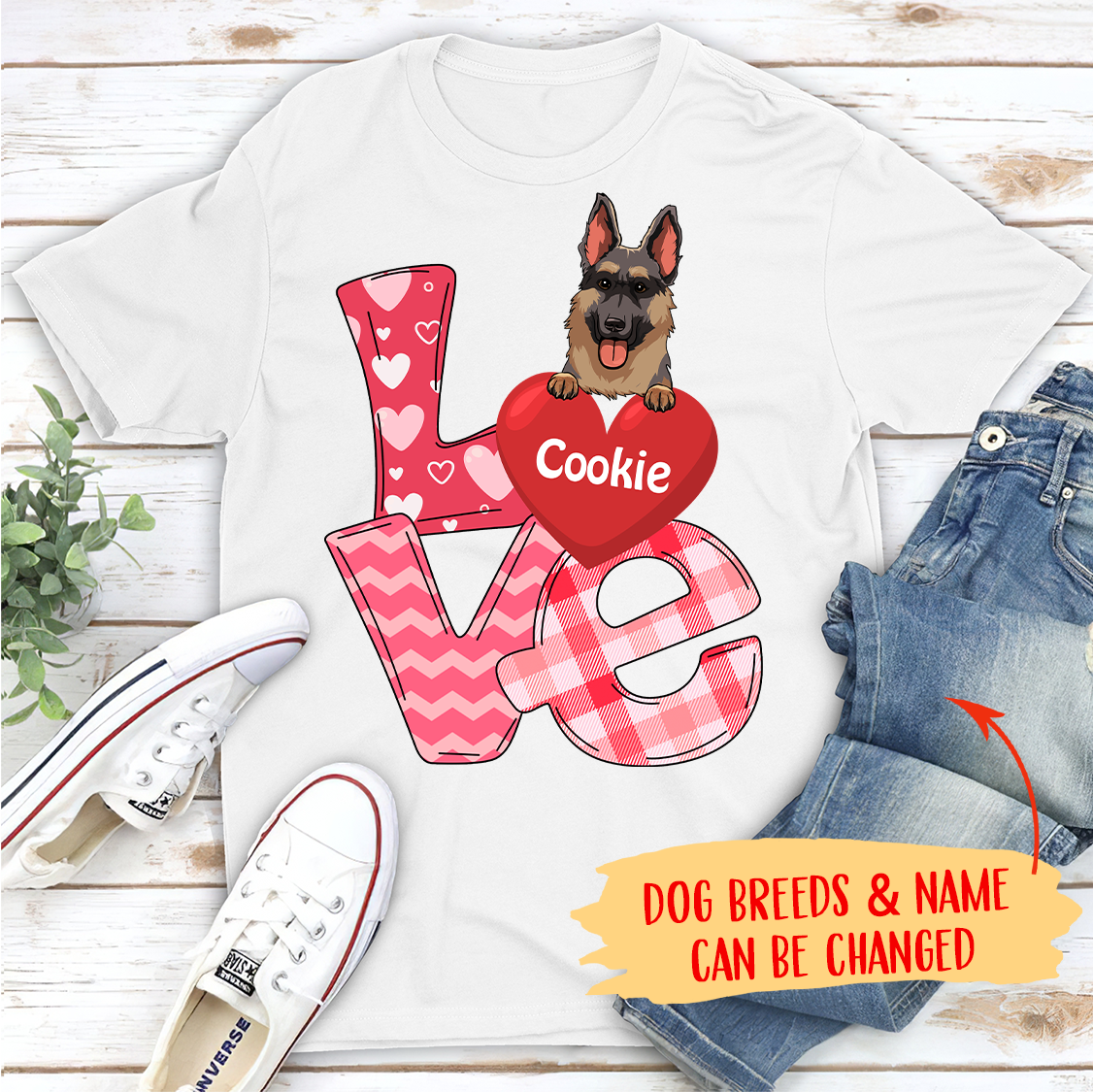 Love Valentine - Customizable Unisex Personalized T-shirt for Pet Lovers