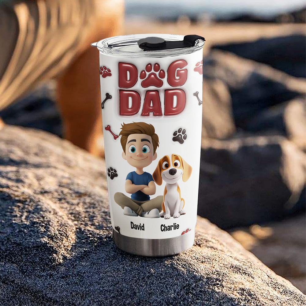 Personalized 3D Inflated Effect Stainless Steel Tumbler for Dog Lovers
