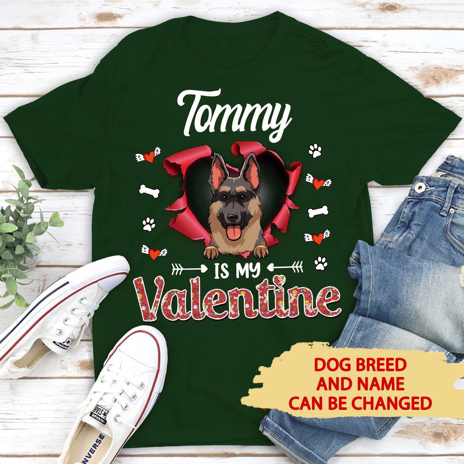 Dog Valentine 2: Personalized Unisex Custom T-shirt for Pet Lovers
