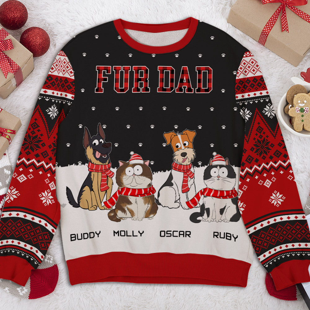 Personalized Fur Dad Mom Plaid All-Over Print Trendy Sweatshirt for Pet Lovers