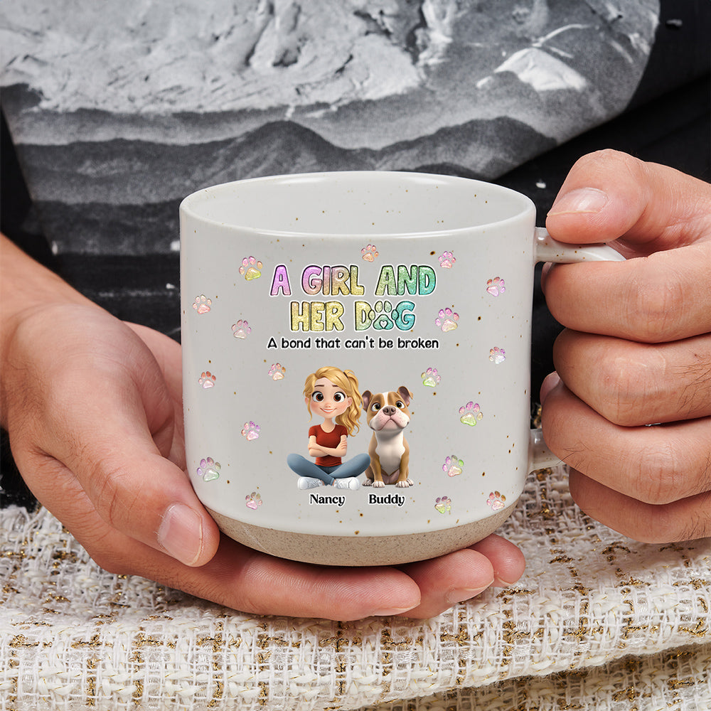 Personalized Custom 'A Girl And Her Dog' Pottery Mug for a Heart - warming Experience