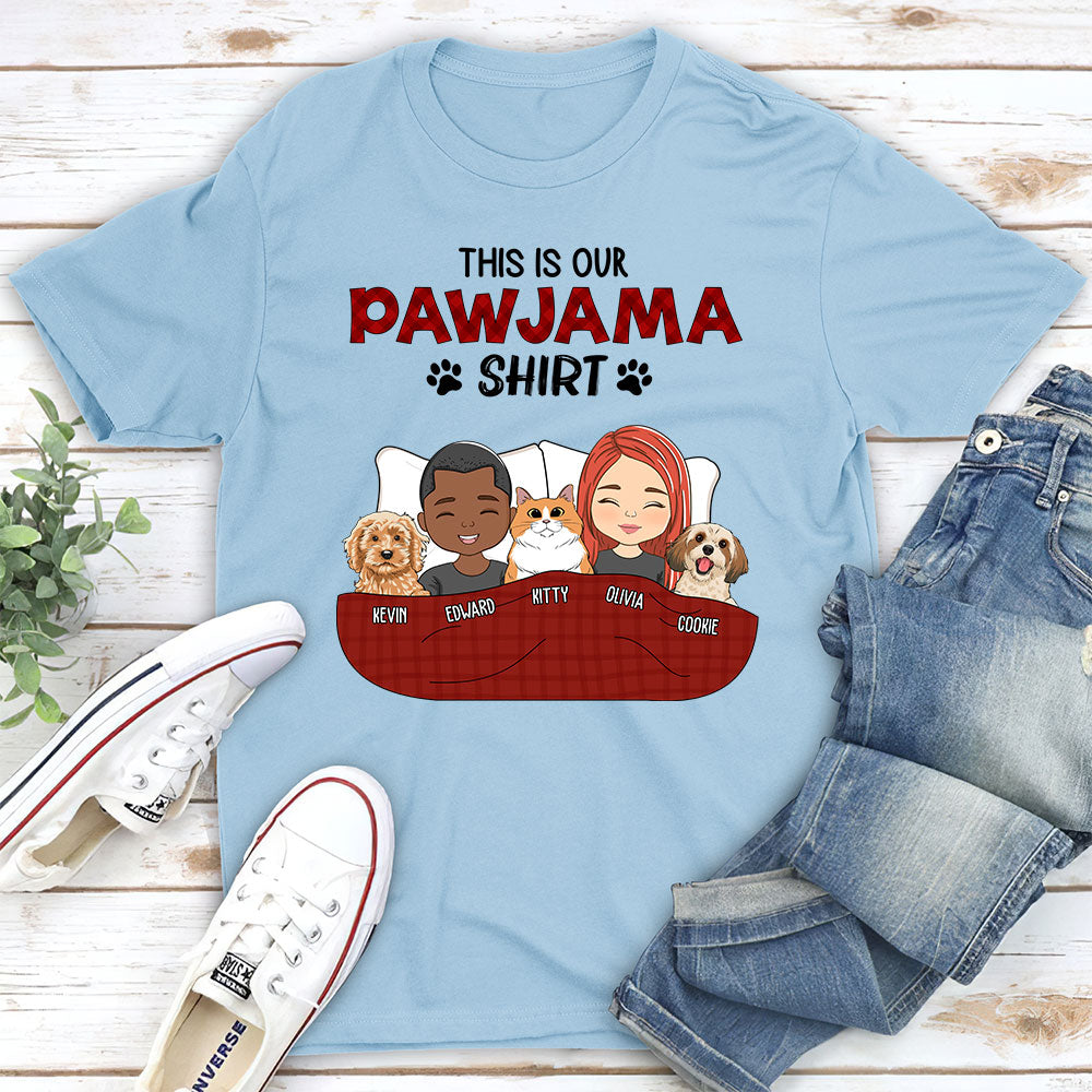 Personalized Pawjama Couple Unisex T-shirt - Ideal Gift for Pet Lovers
