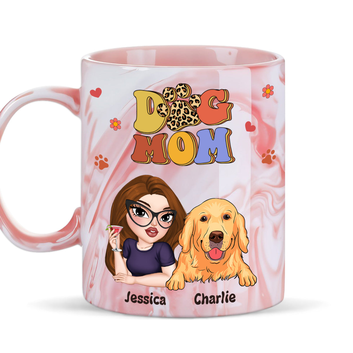 Slay Dog Mama - Exquisite Personalized Pink Marble Ceramic Mug