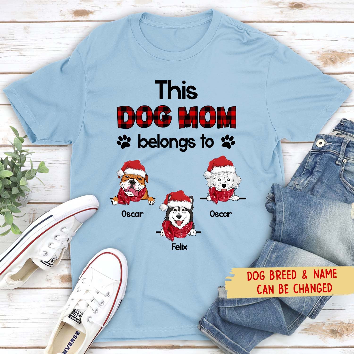 Personalized Christmas Dog Mom Unisex T-shirt - Ideal Gift for Pet Lovers