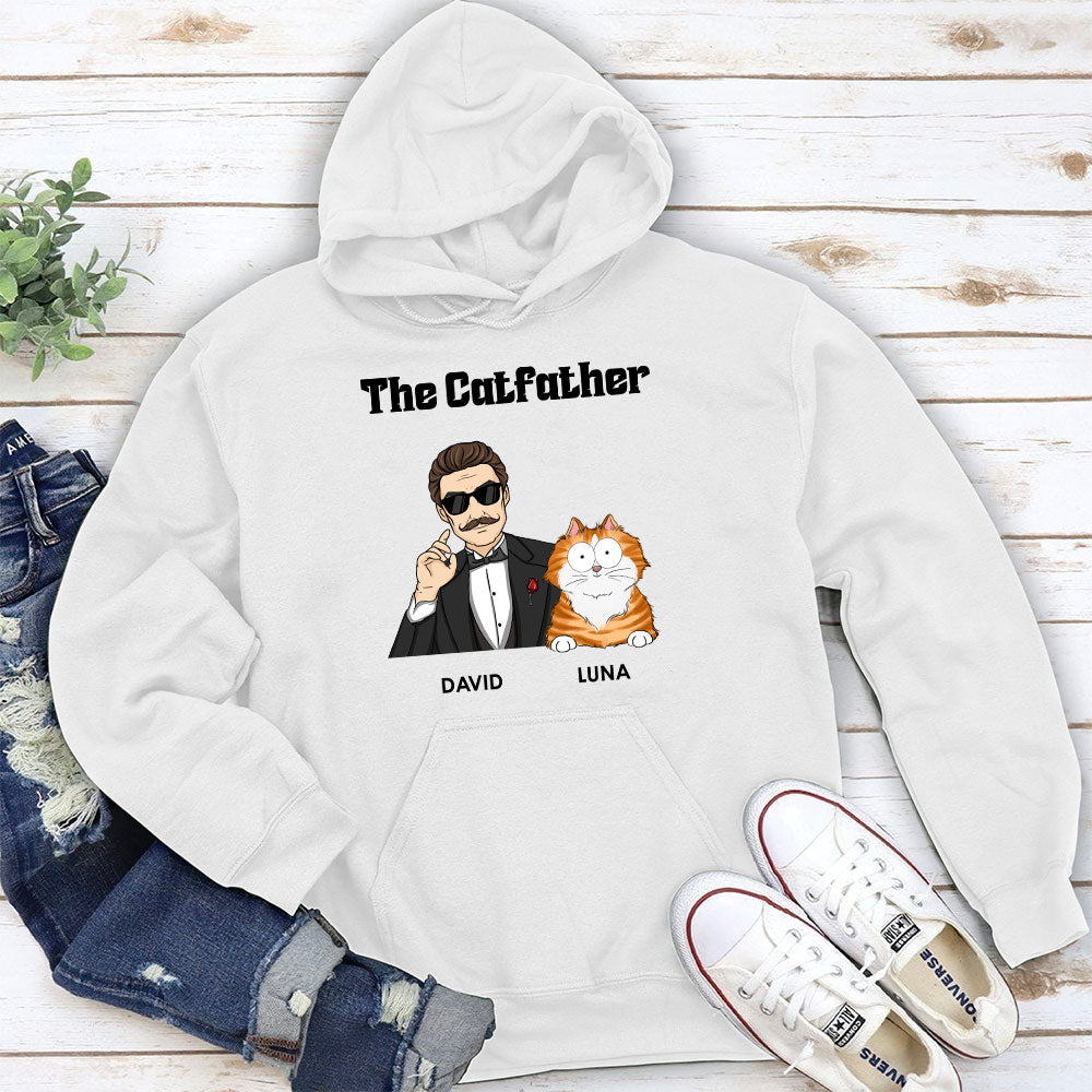 The Cool Catfather - Customizable Personalized Hoodie for Unique Gifts