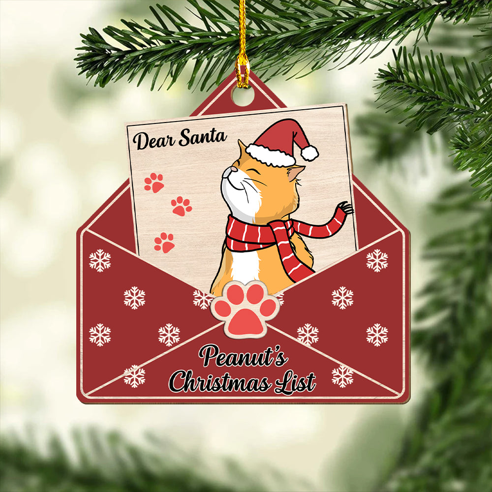 Pet Dear Santa Personalized One - Layer Custom Wood Christmas Ornament