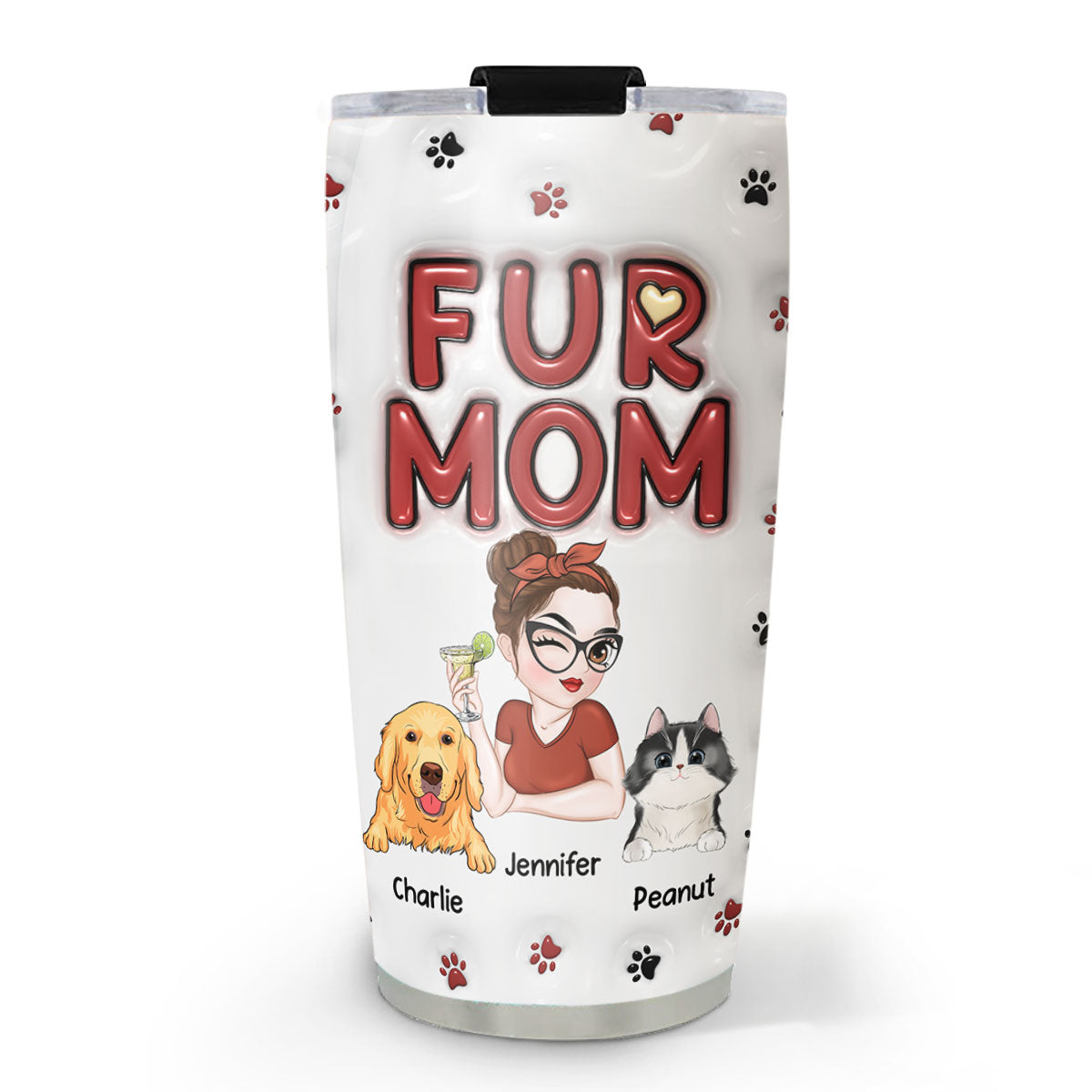 Unique Personalized 3D Inflated Effect Tumbler for Fur Moms