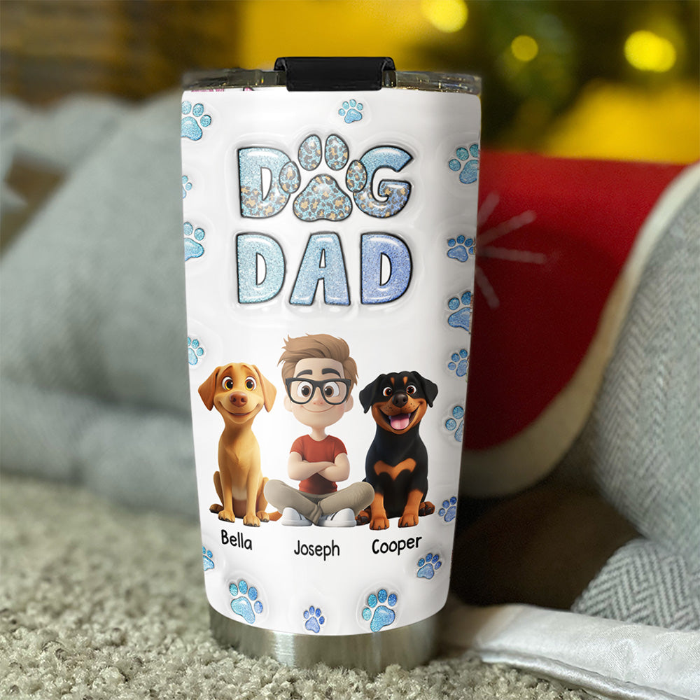 Personalized 3D Inflated Effect Dog Dad Chibi Tumbler - Ideal for All Occasions