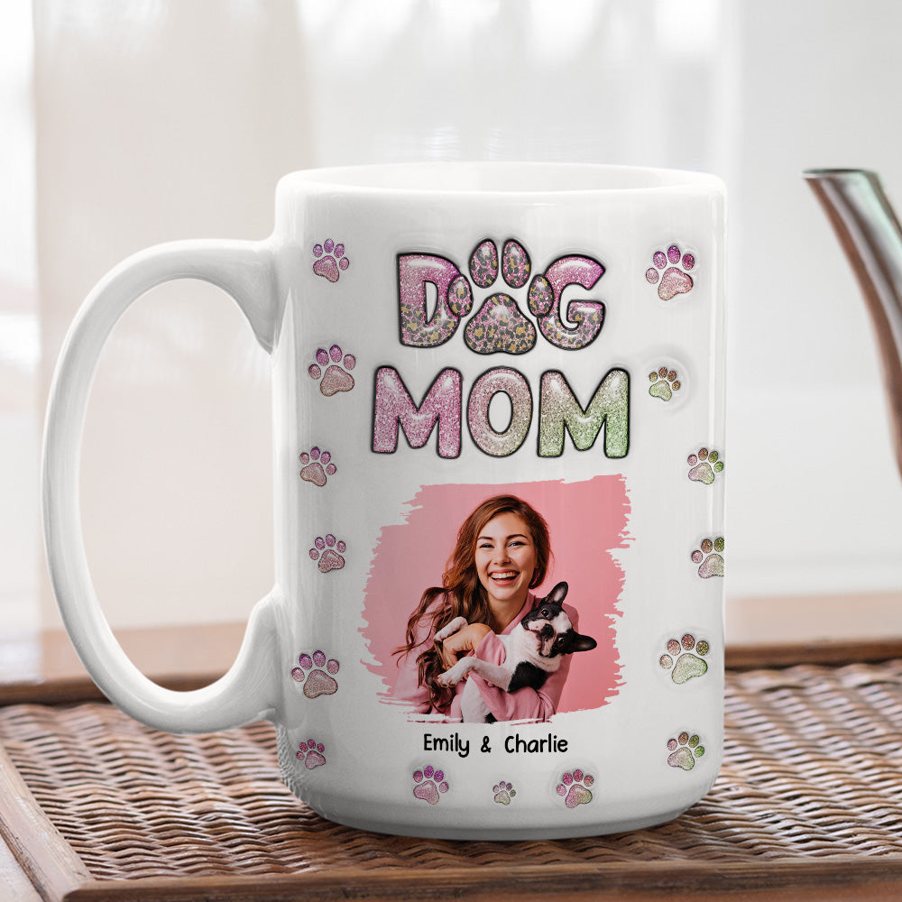 Personalized 3D Inflated Effect Dog Mom Chibi Version Photo Mug