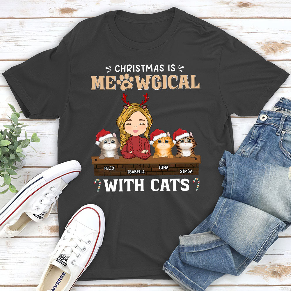Magical Christmas - Personalized Unisex Cat Lover T - shirt