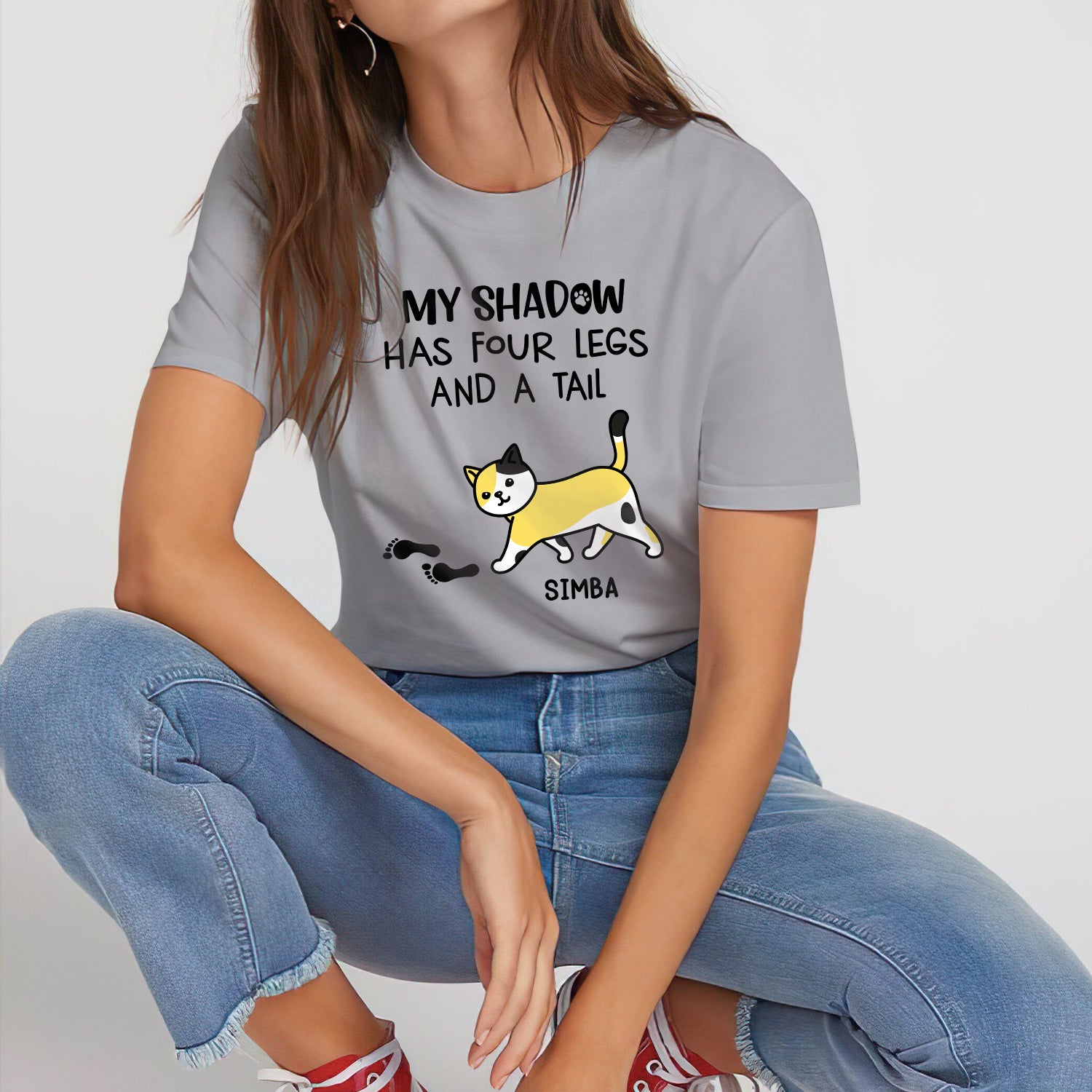 Personalized My Cat Is My Shadow Unisex T - shirt for Pet Lovers