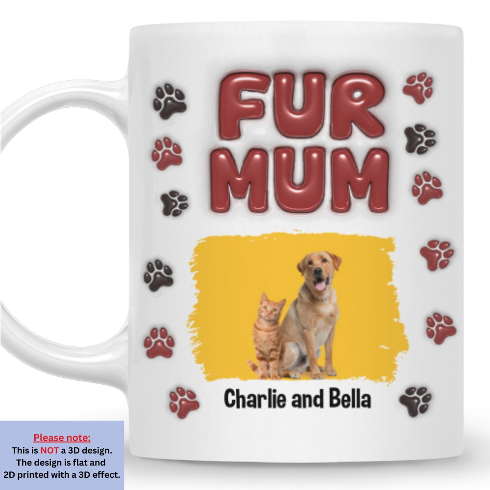 Personalized 3D Inflated Effect Lovely Fur Mama Photo Mug