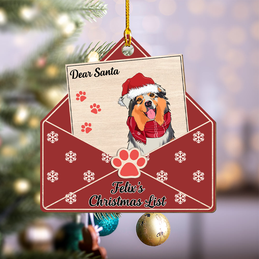 Pet Dear Santa Personalized One - Layer Custom Wood Christmas Ornament