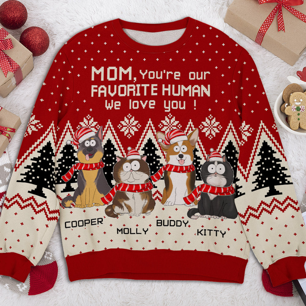 Personalized Custom 'You Are My Favorite Human' All-Over-Print Sweatshirt for Pet Lovers