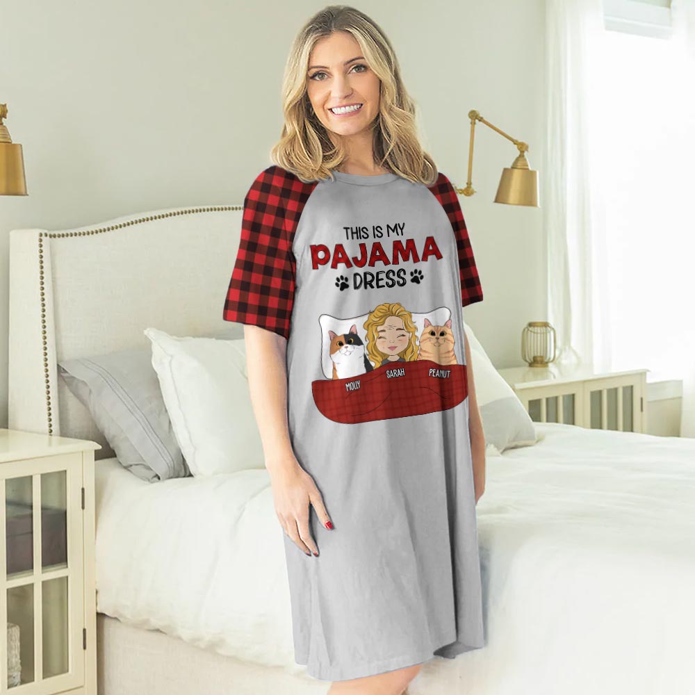 Customizable 3/4 Sleeve Personalized Pajama Dress for Dog Moms