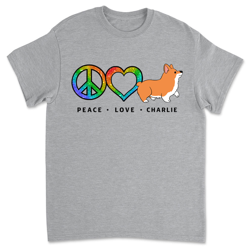 Peace Love Dog Pattern Personalized Custom Unisex T - shirt for Pet Lovers