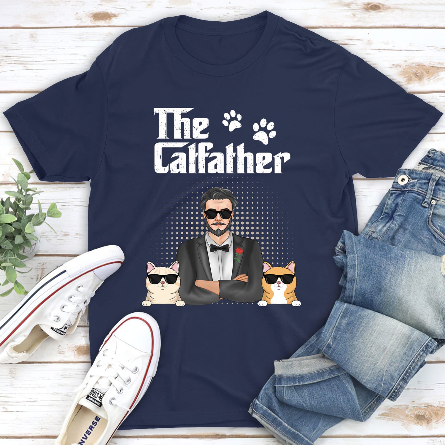 The Cat Father - Customizable Unisex Personalized T-shirt for Pet Lovers