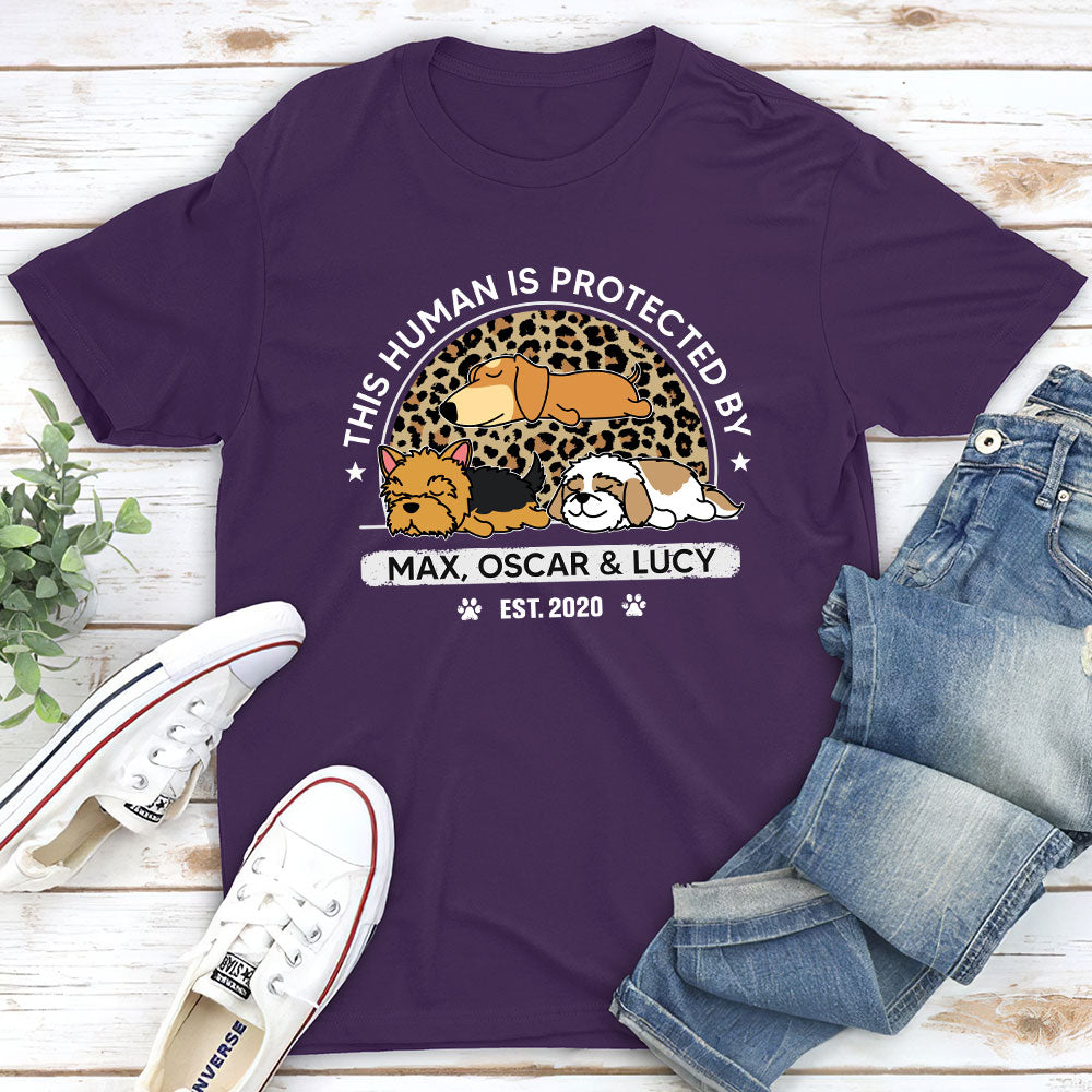 Personalized Custom 'Protected By My Dog' Premium T - shirt for Pet Lovers