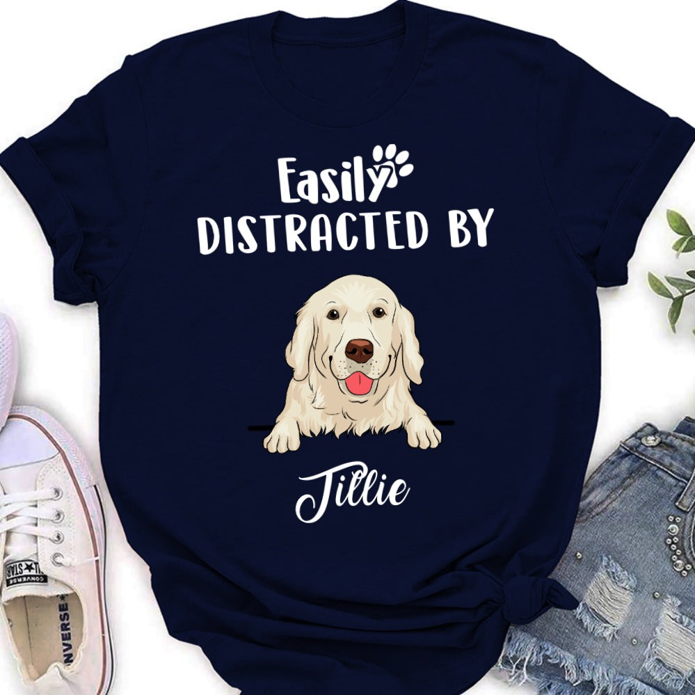 Customizable Unisex 'Easily Distracted By Dog' T - Shirt: Ideal Gift for Pet Lovers