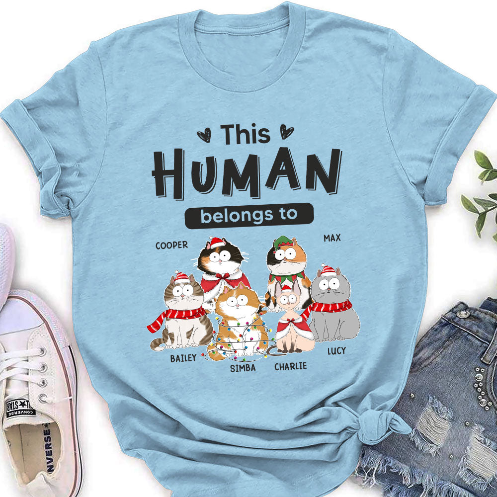 Personalized Custom Women's Christmas Cat Lover T-shirt