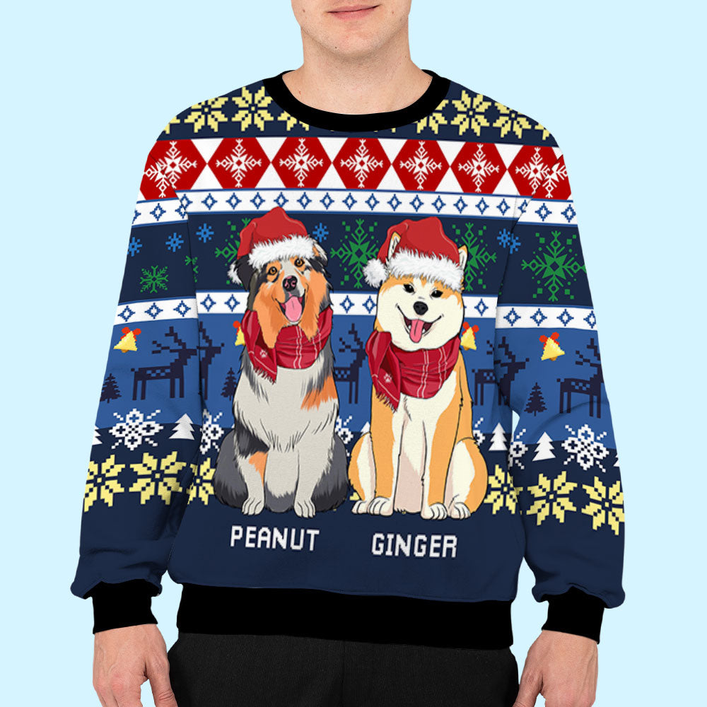 Personalized Custom All-Over-Print Christmas Dog Sweatshirt - Ideal Gift for Dog Lovers