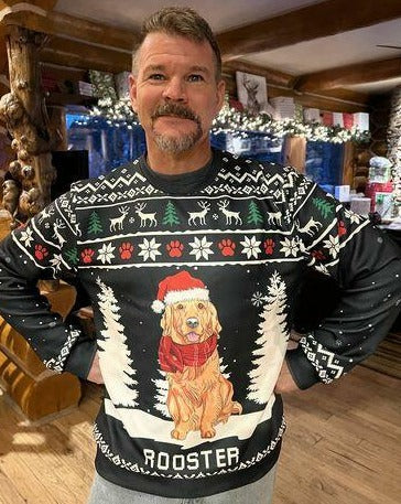 Customizable Winter Dog All-Over Print Sweatshirt - Ideal Gift for Pet Lovers