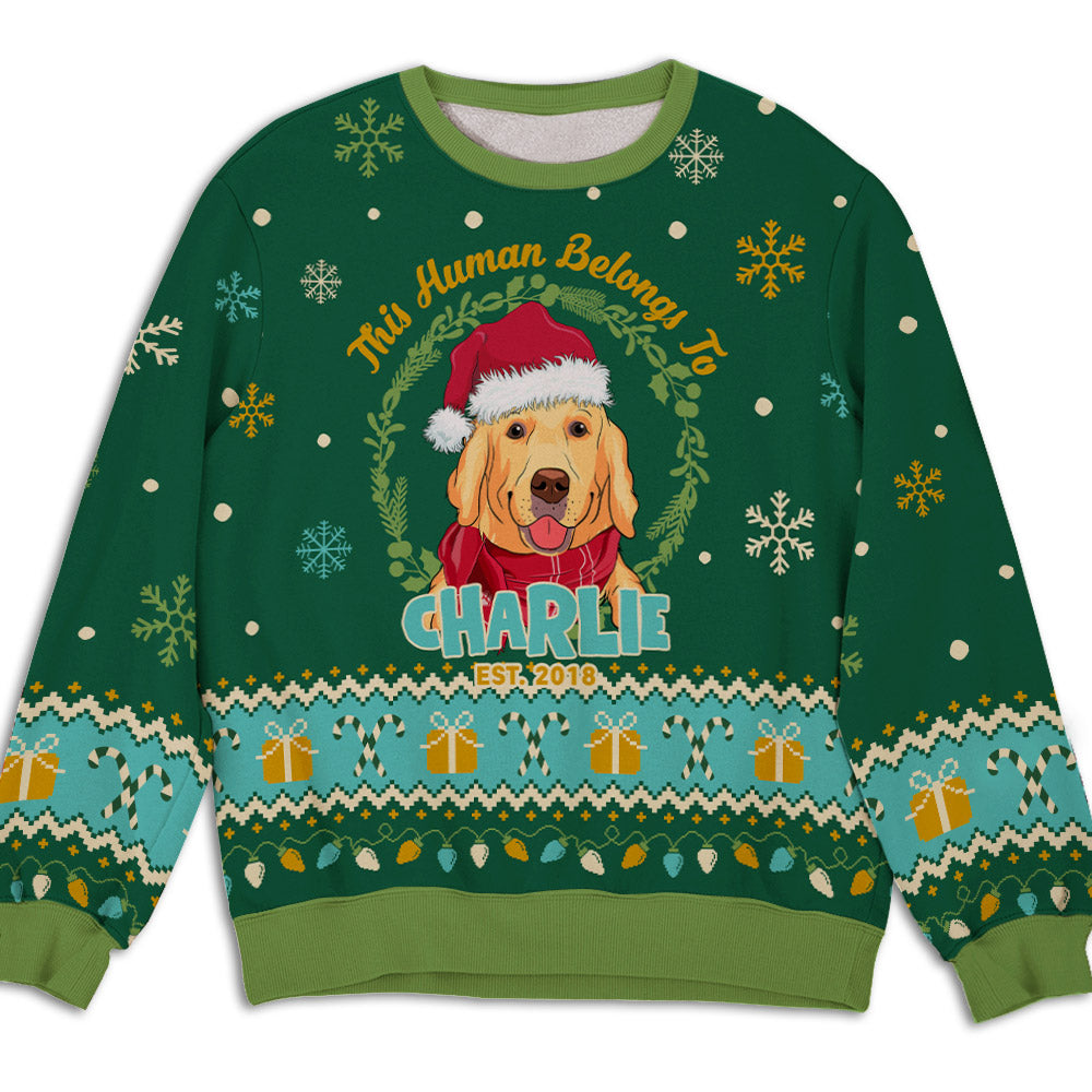 Human Belongs Christmas - Personalized Custom All-Over Print Sweatshirt for Pet Lovers