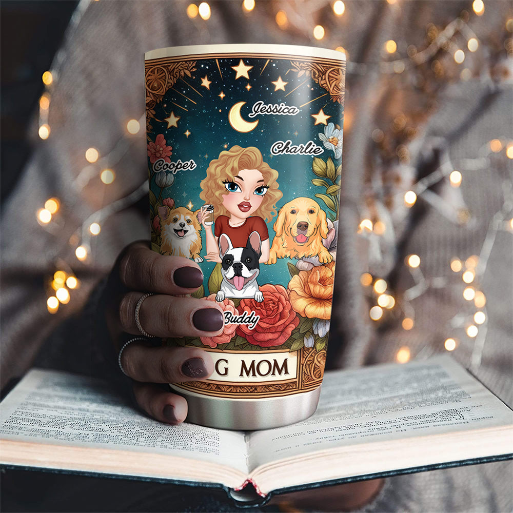 Personalized 'Best Dog Mom Ever' Tarot Design Tumbler - Ideal for Every Occasion
