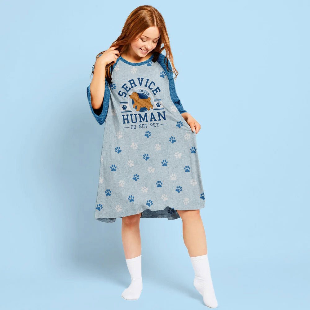 Personalized Custom 3/4 Sleeve Dog Mom Dress - Service Human Pattern
