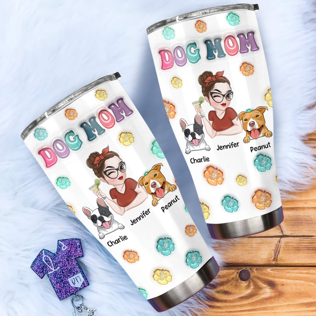 Personalized 3D Inflated Effect Tumbler for Dog Moms in Summer