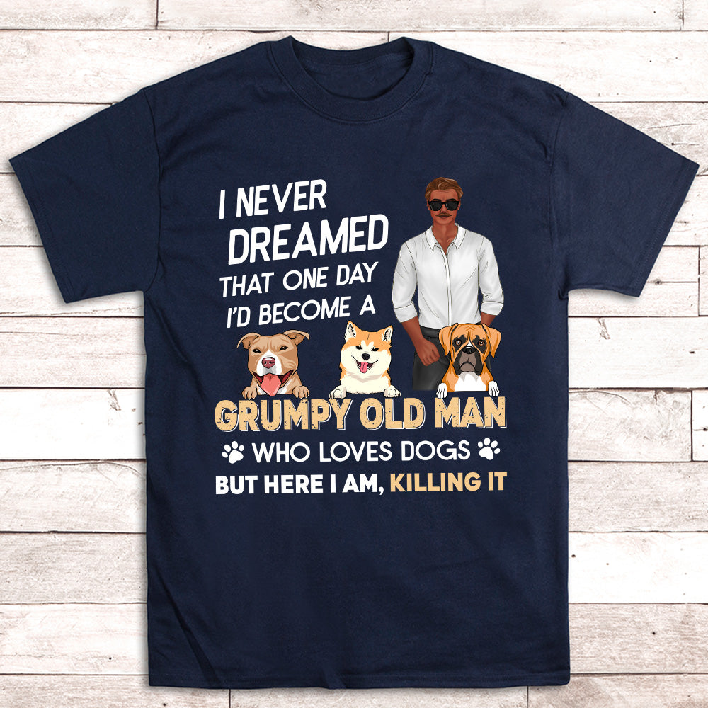 Old Man and Dog Personalized Unisex Custom T - shirt: Ideal Gift for Pet Lovers