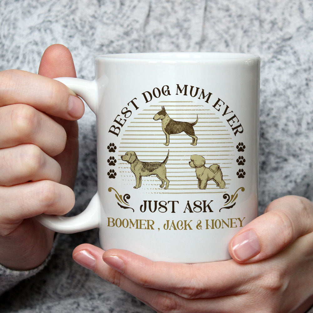 Vintage Personalized Custom Coffee Mug - The Best Dog Ever, Just Ask!