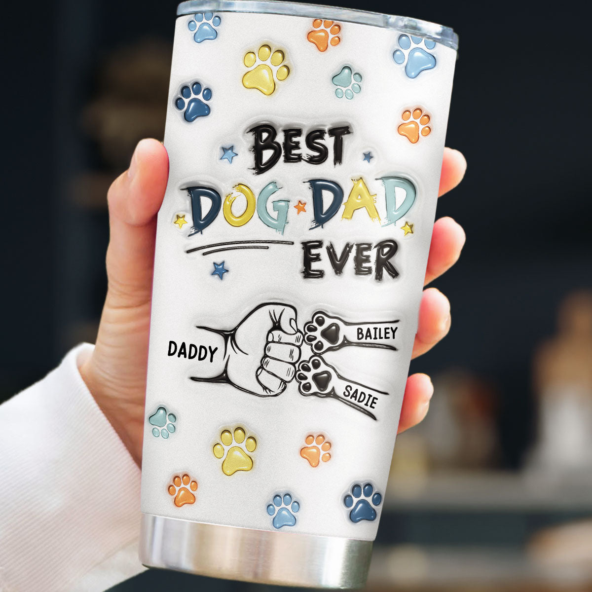 Top-Rated Personalized 3D Inflated Effect Tumbler for Dog Dads
