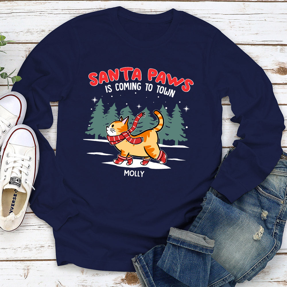 The Santa Paws - Customizable Personalized Long Sleeve T - shirt for Pet Lovers