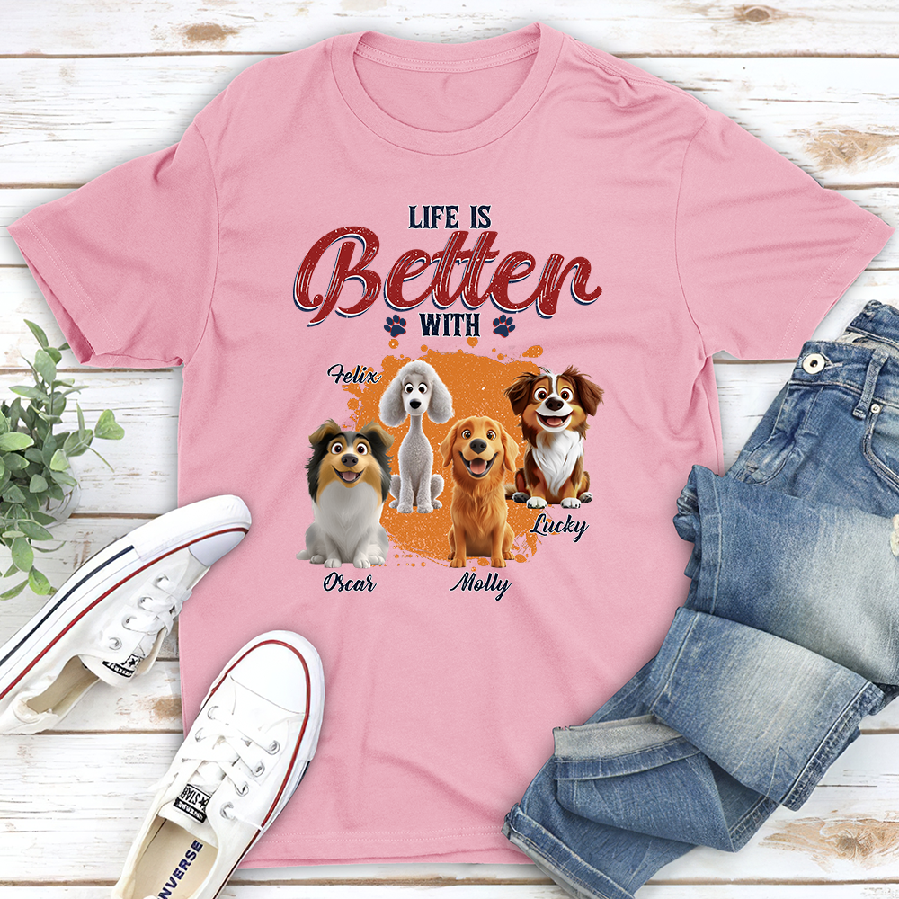 Customizable Unisex 'Better Life With My Dog' T-shirt - Ideal Gift for Pet Lovers